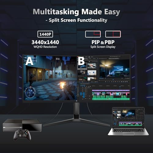 34" Ultrawide 2K Curved Gaming Monitor with 165Hz Refresh Rate, 21:9 Aspect Ratio, 3440x1440 Resolution, VA Panel C817
