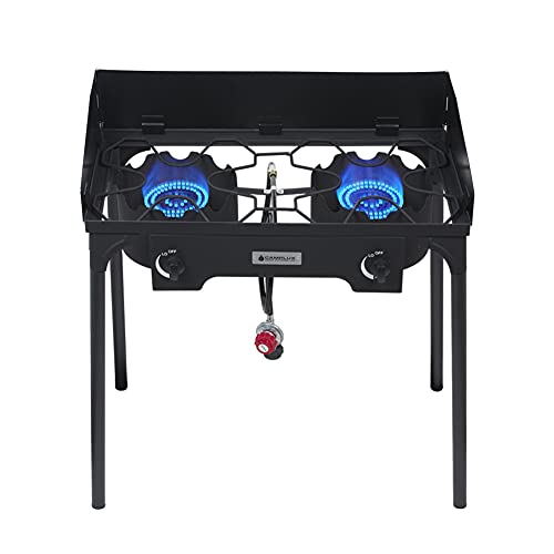 Propane Burner with 29,000 BTU, Single Burner Propane Stove with Regulator and 5.9ft Hose, Cast Iron Burner E7409