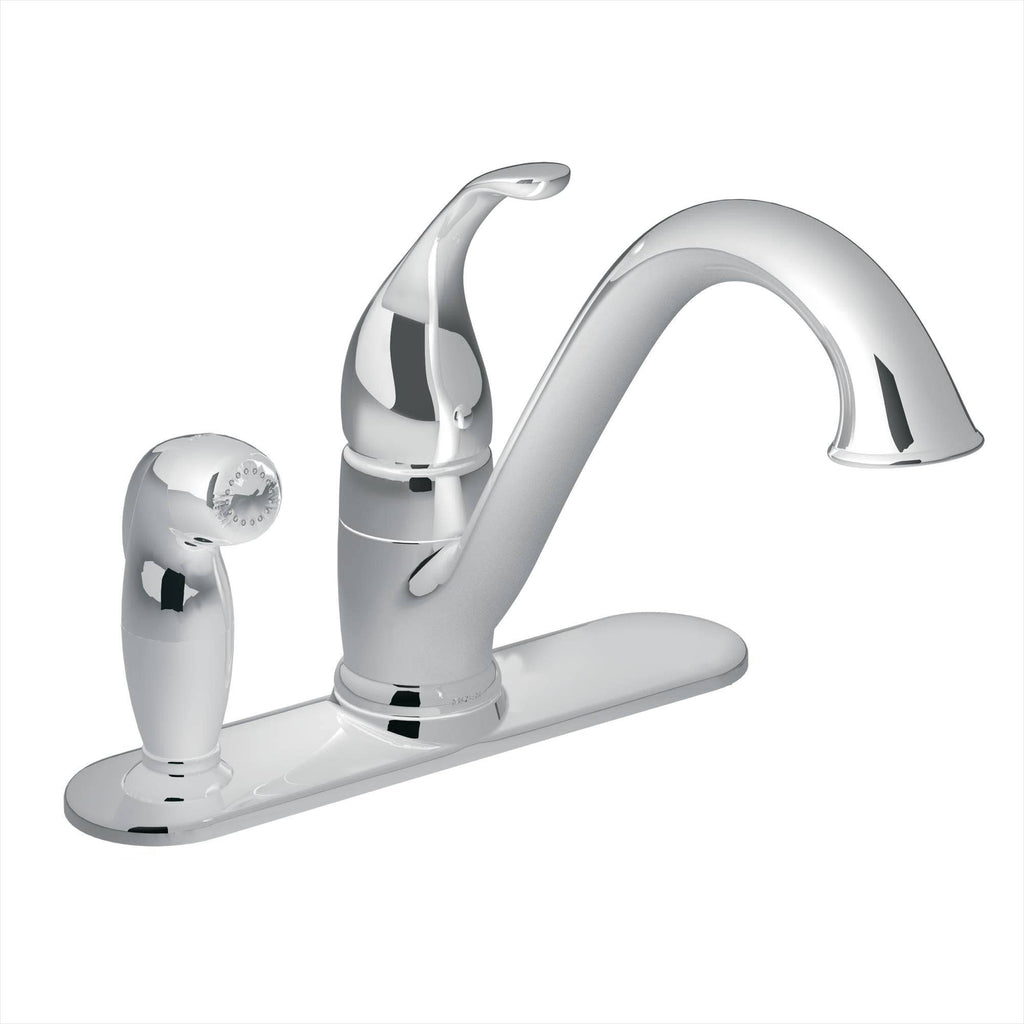 Chrome Single-Handle Kitchen Faucet with Side Spray H4552