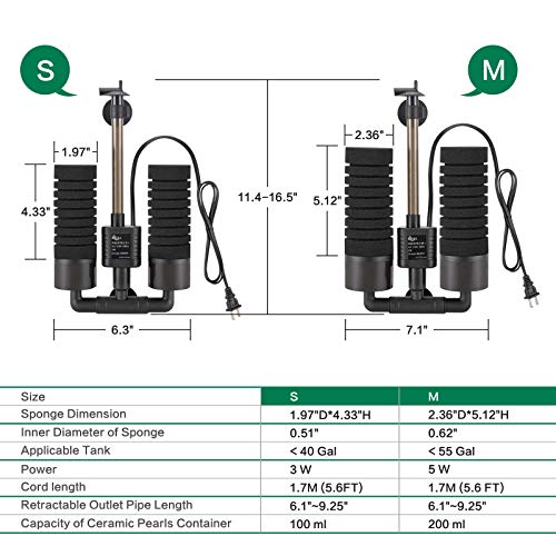 3W/5W Submersible Foam Sponge Filter H443663