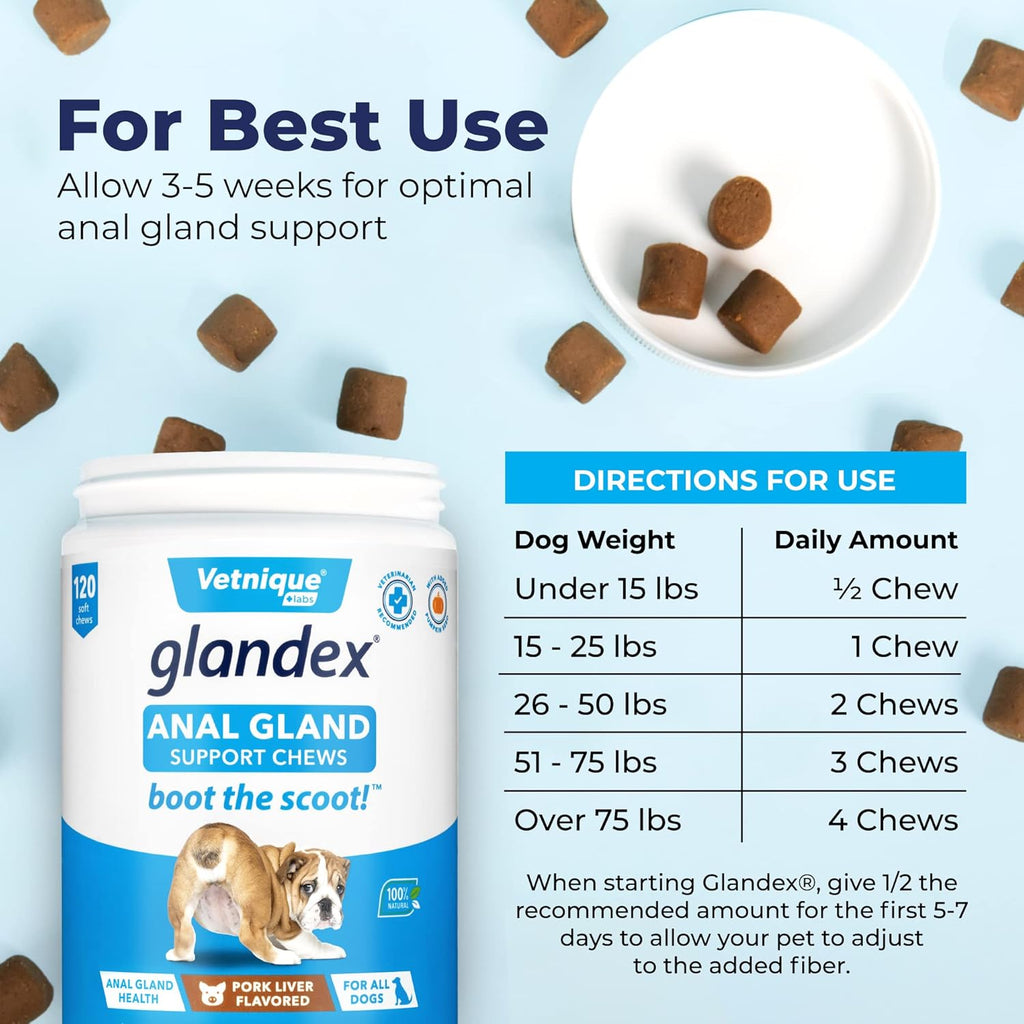 Anal Gland Support Chews 120ct Pork Liver and Allergy Chews 30ct Hickory Salmon Dog Vitamins and Supplements Bundle G884493