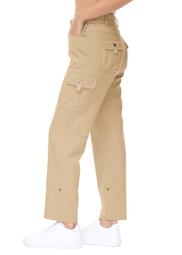Womens Cargo Hiking Pants with 6 Pockets Lightweight Stretch Quick Dry Roll Up M3378