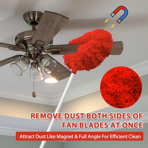 Orange Microfiber Ceiling Fan Duster with Extension Handle Z667