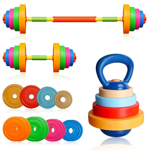 Adjustable Toddler Weight Set with Barbell Dumbbell Kettlebell L42028
