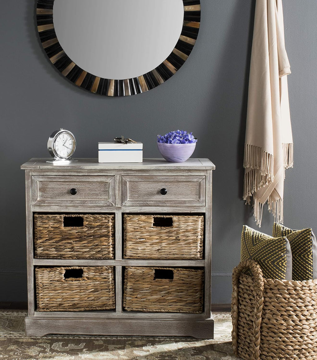 Brown Wicker Basket Storage Unit U952177