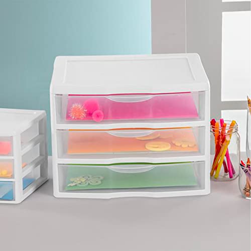 3-Pack White 3 Drawer Plastic Desktop Organizer F7851