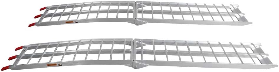 7.5ft 2Pcs Aluminum Folding Ramps with Support Legs & Load Straps I1928