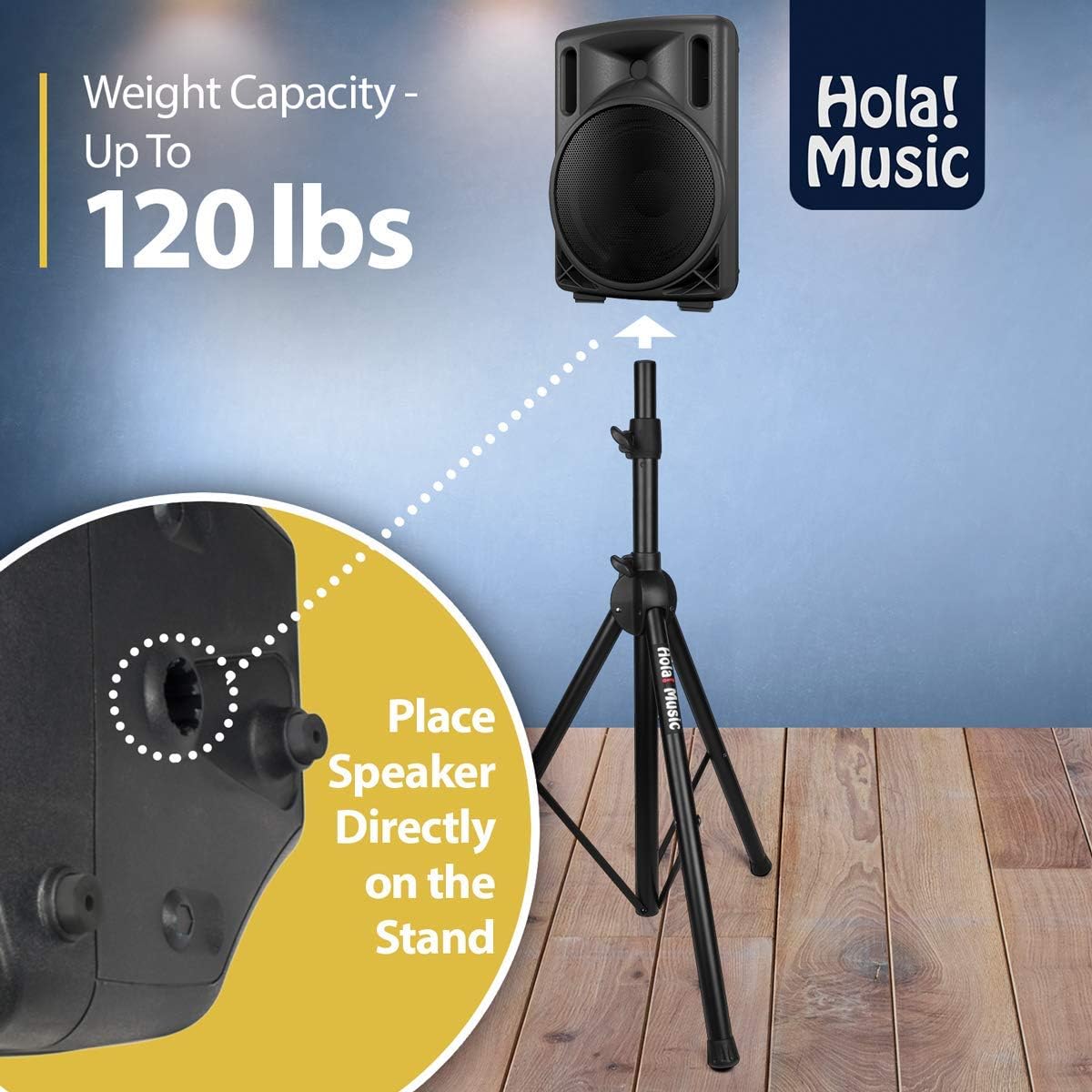PA Speaker Stands, Heavy-Duty Tripod, Adjustable Height, Pack of 2 M40318