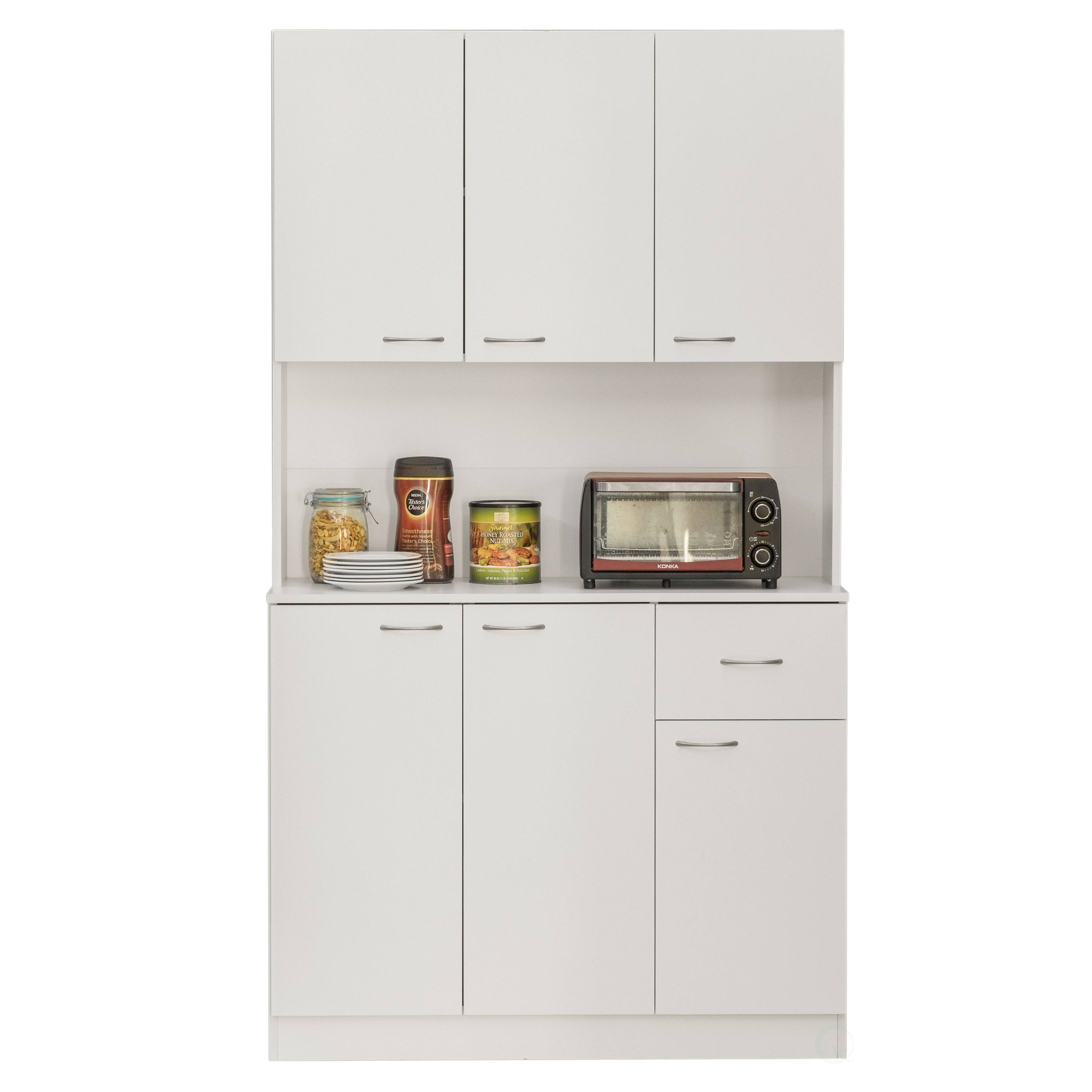 White Kitchen Pantry Storage Cabinet with Doors and Shelves E3267