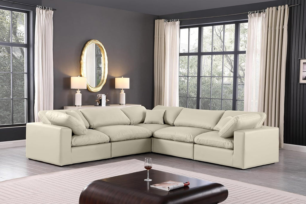 Cream Vegan Leather Modular Sectional T566457