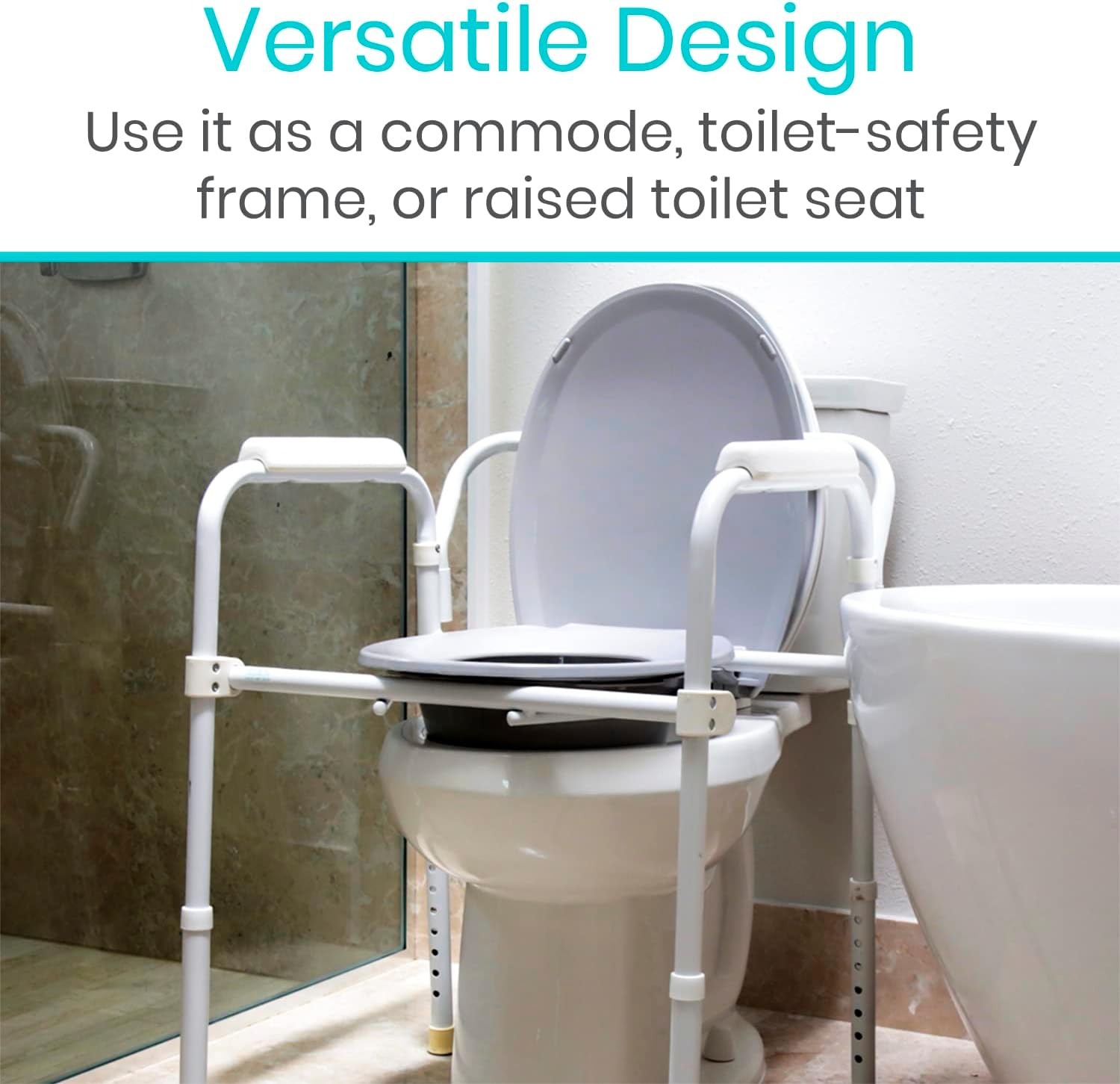 Folding Bedside Commode Toilet Chair with Padded Arms K610714