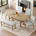 6-Piece Extendable Dining Table Set with Removable Leaf and Upholstered Chair and Bench U6280