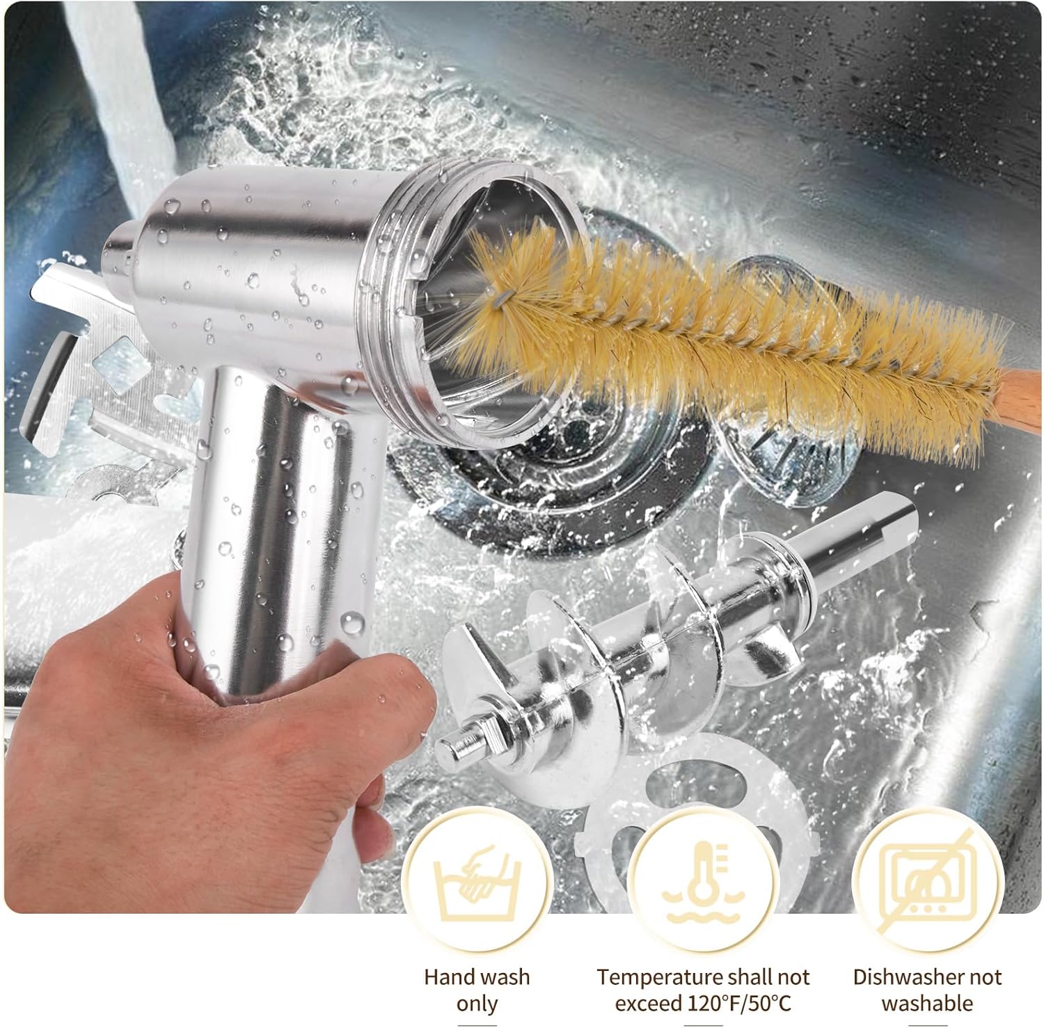 Metal Meat Grinder Attachment for KitchenAid Stand Mixer with 3 Sausage Stuffer Tubes M156408