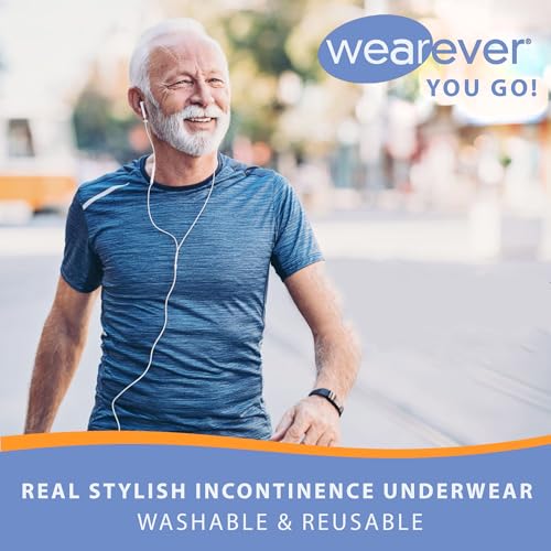 Men’s Incontinence Boxer Briefs, Regular Absorbency, Reusable & Washable Leak Proof Underwear, Pack of 6, Assorted, L, Waist 38-40 F6452