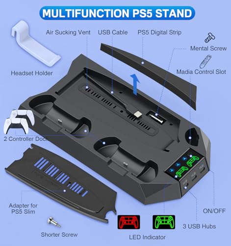 White PS5 Cooling Station with Controller Charging Station and Cooler Fan N447198