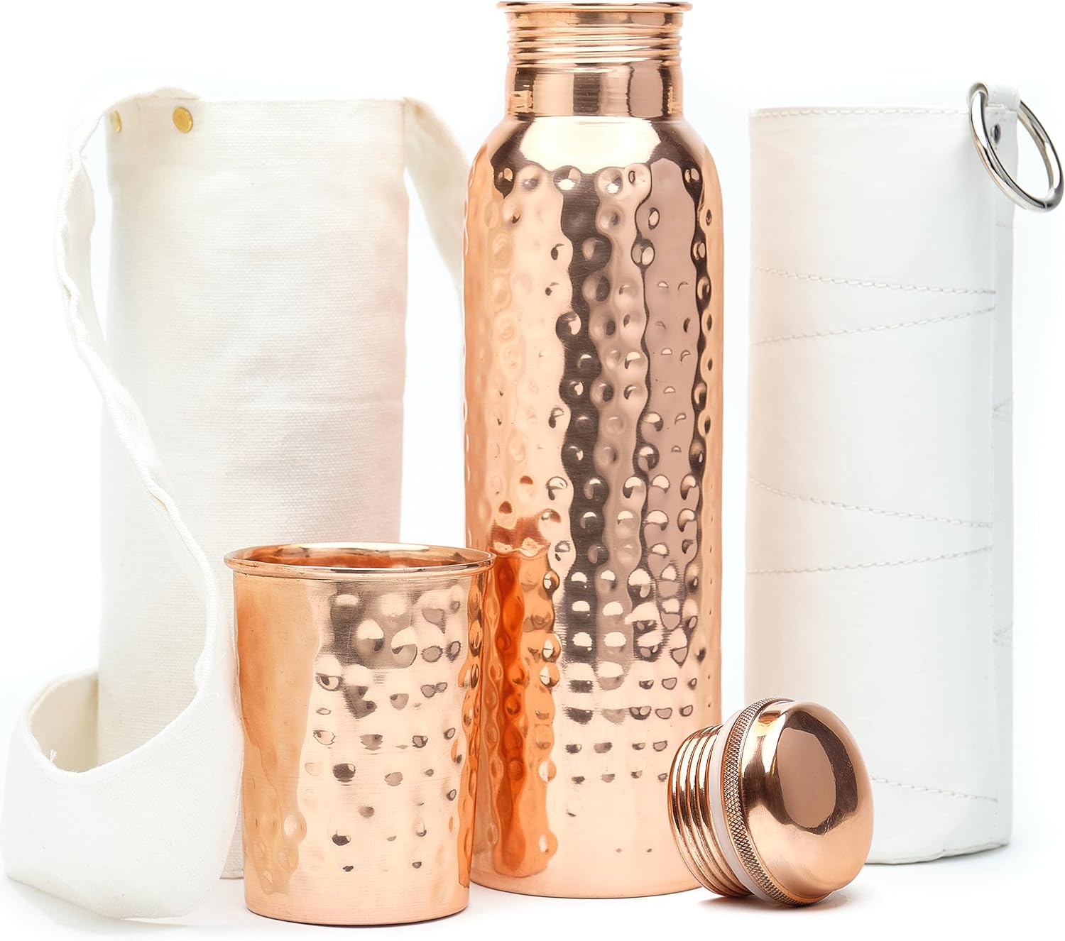 Copper Water Bottle 34oz 1000 ml with Copper Tumbler Carrying Bag O796981