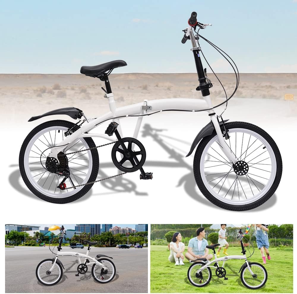 20-Inch 7-Speed Folding Bicycle White X93417