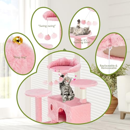 Dark Gray 54 Inches Cat Tree Tower with Scratching Post N984