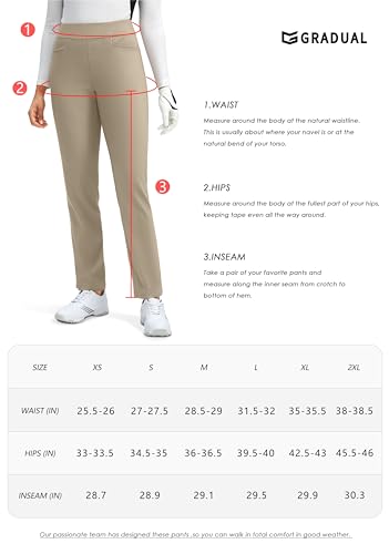 Women's High Waisted Stretch Straight Leg Golf Pants with 3 Pockets A7346