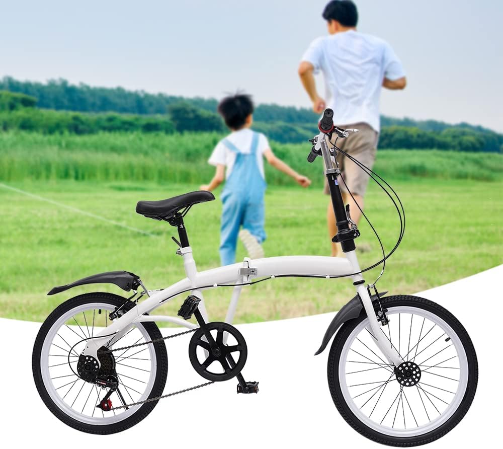 20-Inch 7-Speed Folding Bicycle White X93417