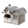 Grey Double Roof Indoor Dog House Cat Kennel with Removable Cushion R7938