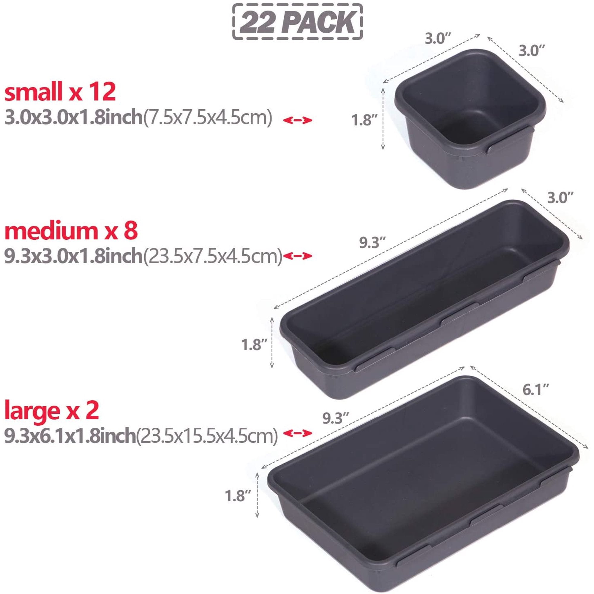 White Plastic Desk Drawer Organizer Set of 22 A6263