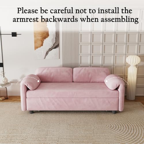 54'' Velvet 2-Seater Pull Out Sofa Bed with Storage Pockets V4514
