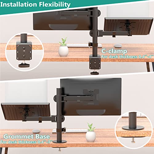 Extra Tall Single Monitor Desk Mount with Tray, Black A38416