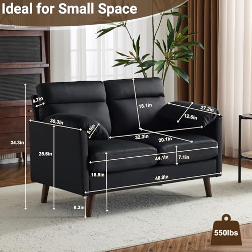 Beige Mini Loveseat Sofa with Suede Nap Upholstery F5580