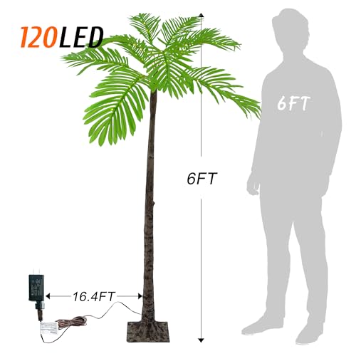 6FT Artificial Palm Tree with 120 LED Lights R23249
