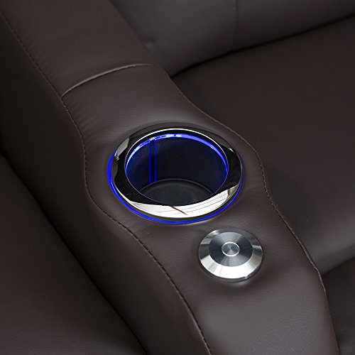 Bonded Leather Power Recline Home Theater Seating Row of 3 Black O53787