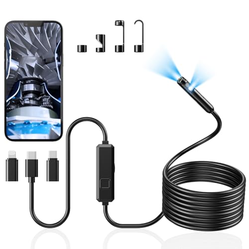 16.4ft Dual-Lens 1920P HD Waterproof Borescope with 8 Adjustable LED Lights Z41389