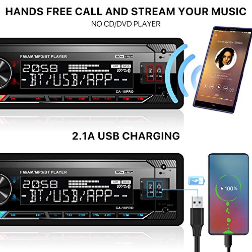 Single Din Bluetooth Car Stereo with Dual USB SD AUX FM AM Radio Receiver E99200