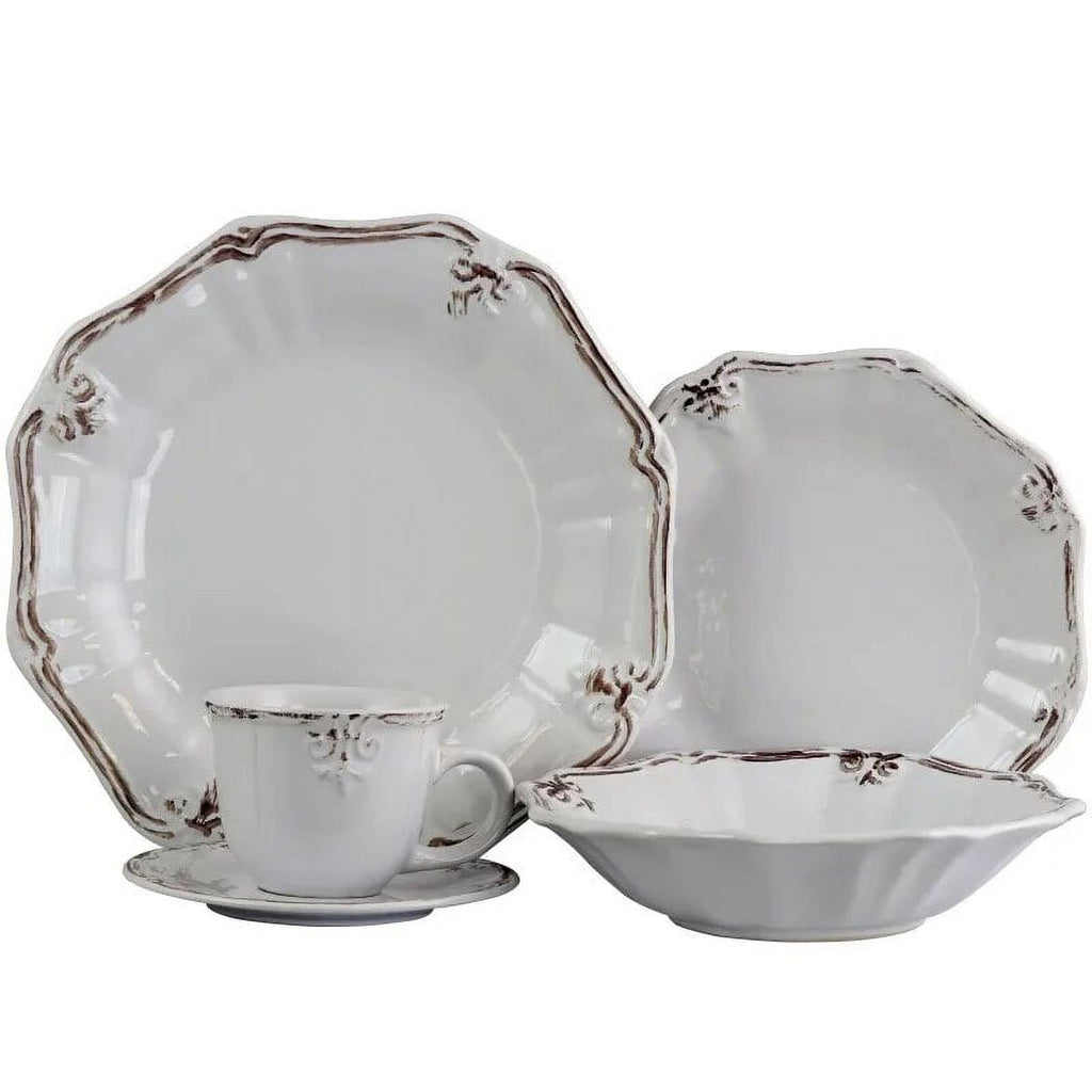 20-Piece White Stoneware Dinnerware Set O2810