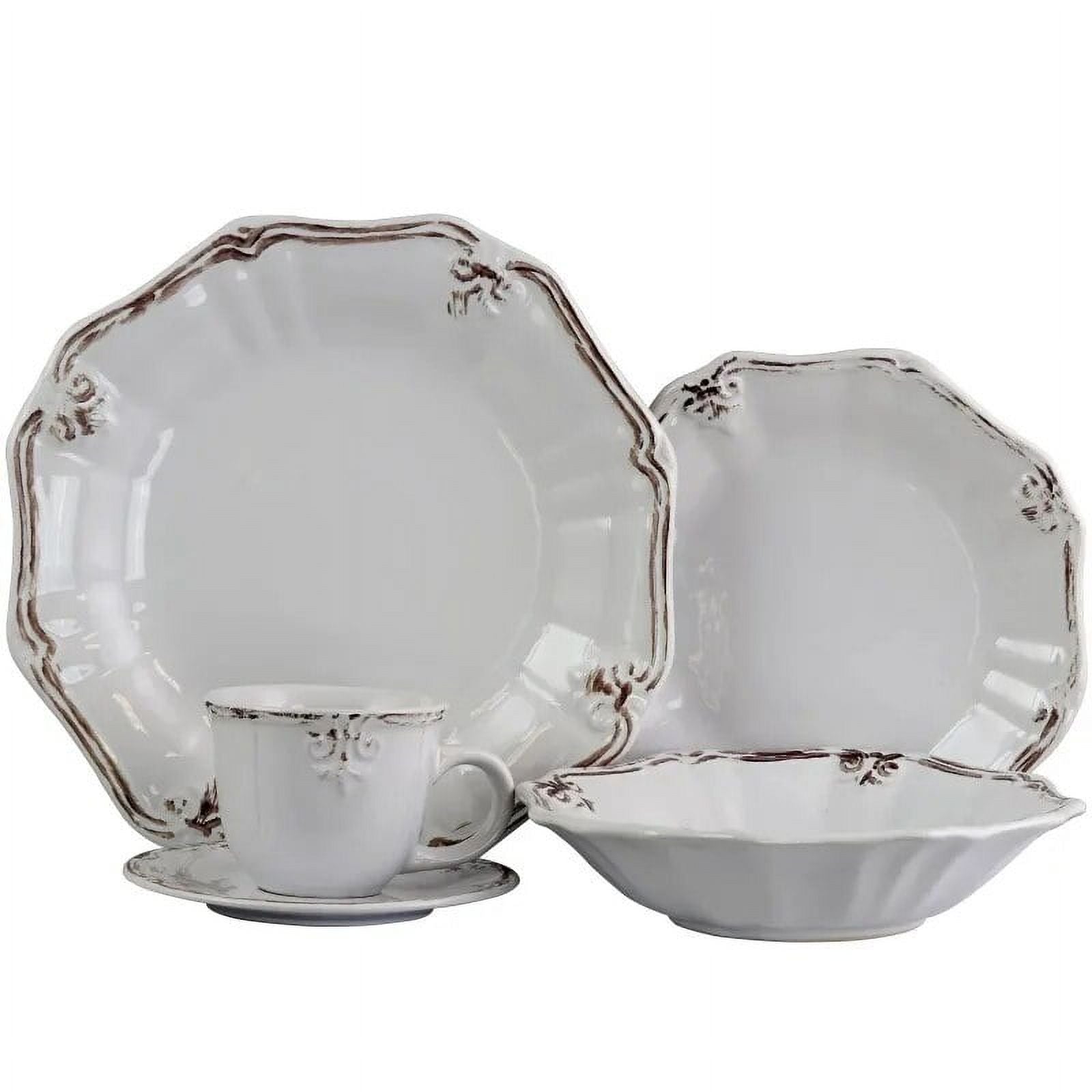 20-Piece White Stoneware Dinnerware Set O2810