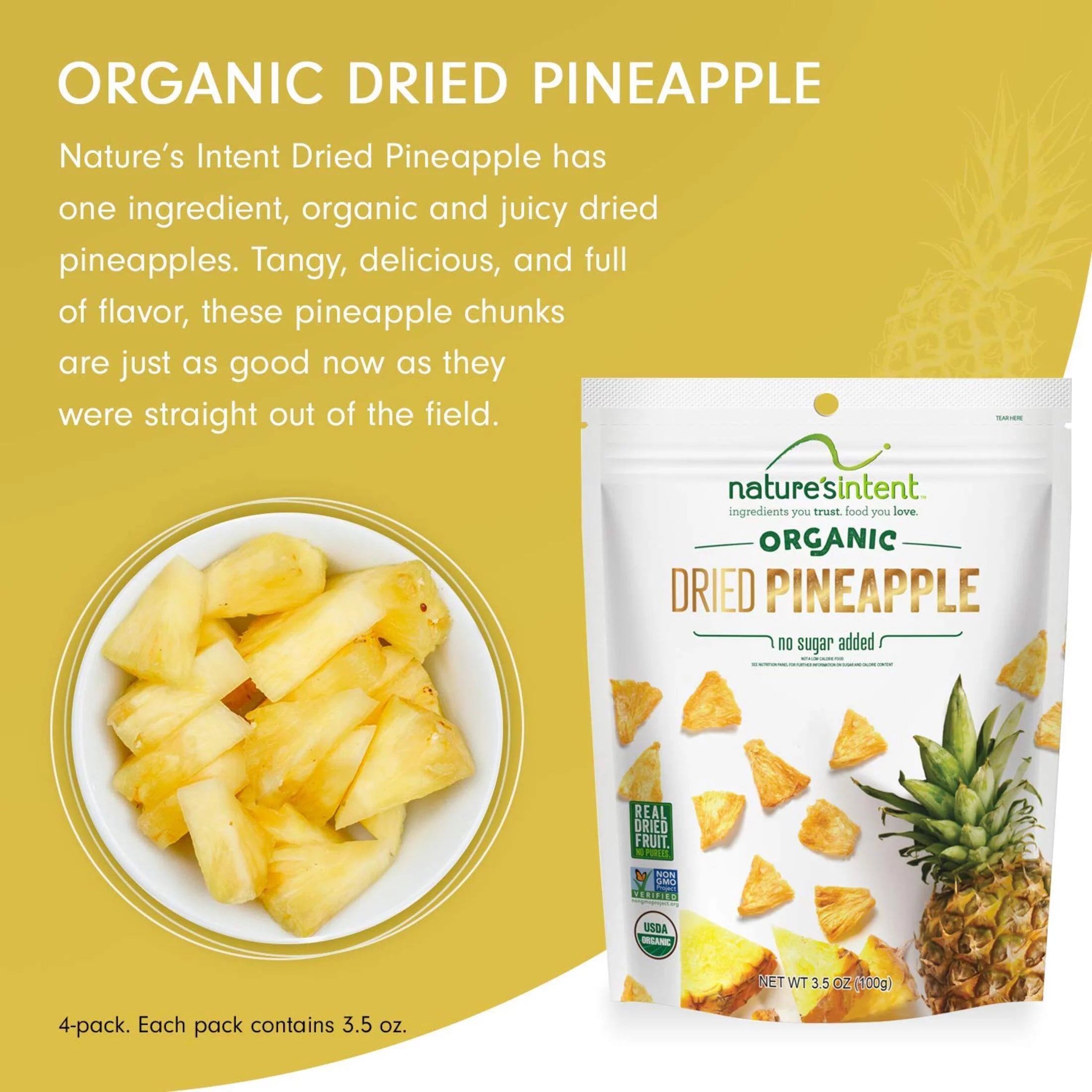 Organic Dried Pineapple, 3.5 oz, 1-Pack L171