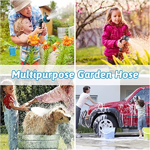 50FT Expandable Garden Hose with Triple Layer Latex Core, 3/4" Solid Metal Fittings, Fabric Nozzle T39938