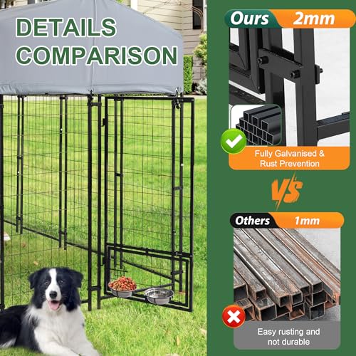 8x4x6 FT Heavy Duty Welded Wire Steel Dog Kennel with Roof N720