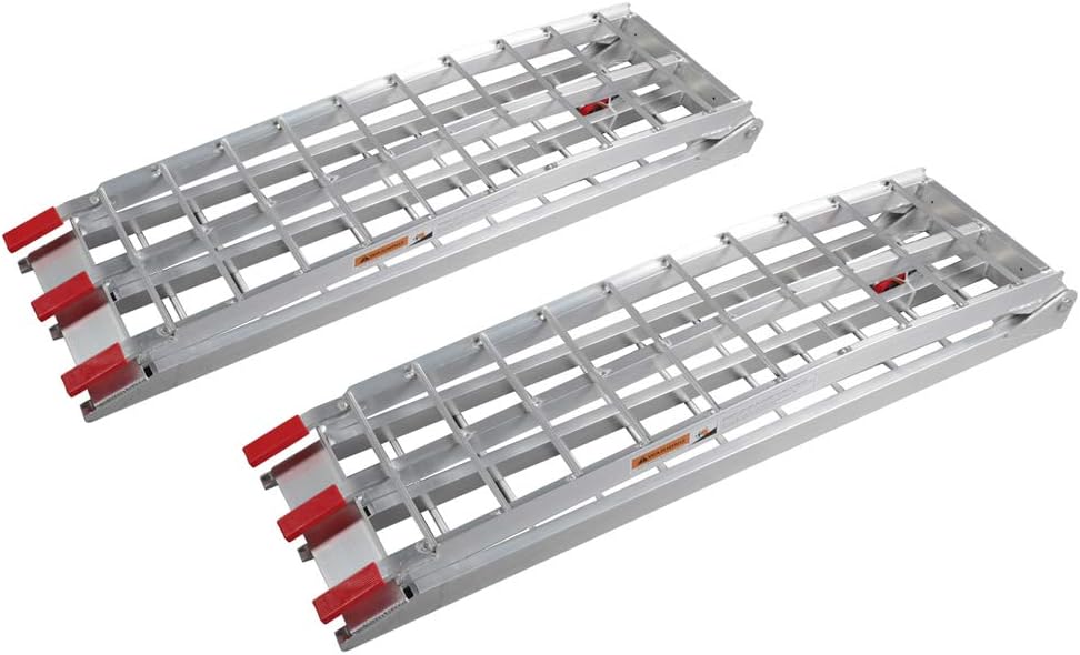 7.5ft 2Pcs Aluminum Folding Ramps with Support Legs & Load Straps I1928
