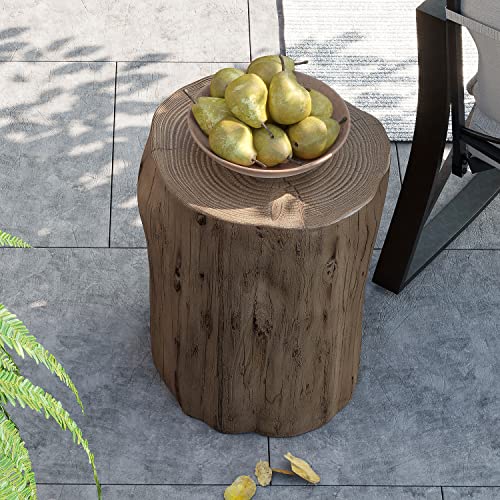 Light Grey Wood-Look Stump Side Table Y3889