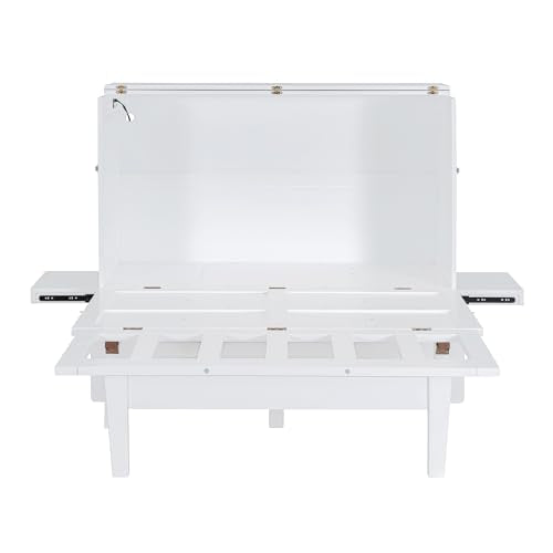 Queen Size Solid Wood Murphy Bed with USB Port and Removable Shelves B73852