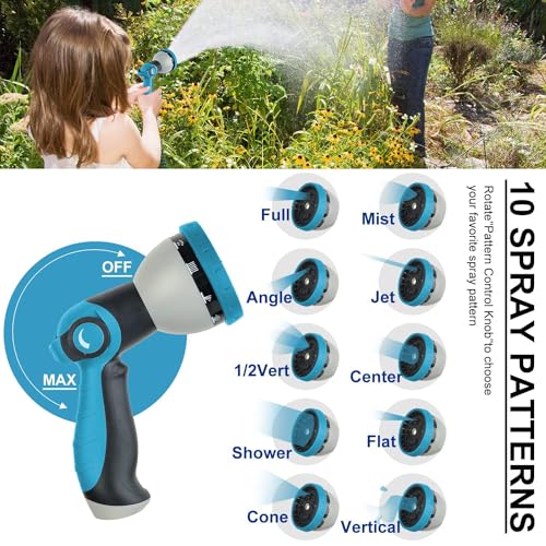 50FT Expandable Garden Hose with Triple Layer Latex Core, 3/4" Solid Metal Fittings, Fabric Nozzle T39938