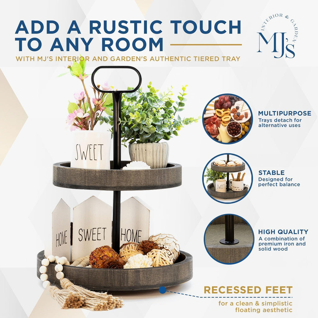 2 Tier Wooden Tray Stand F92760