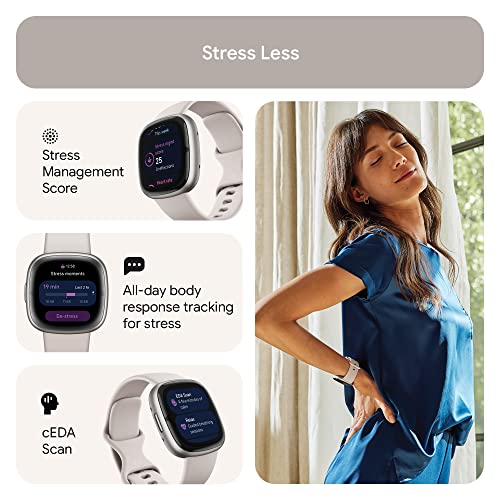 Lunar White/Platinum Advanced Health Smartwatch with ECG, SpO2, 24/7 Heart Rate and GPS V405