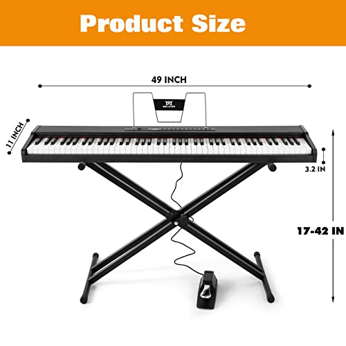 Black 88 Key Weighted Hammer Action Digital Piano with Stand, Sustain Pedal Q7167