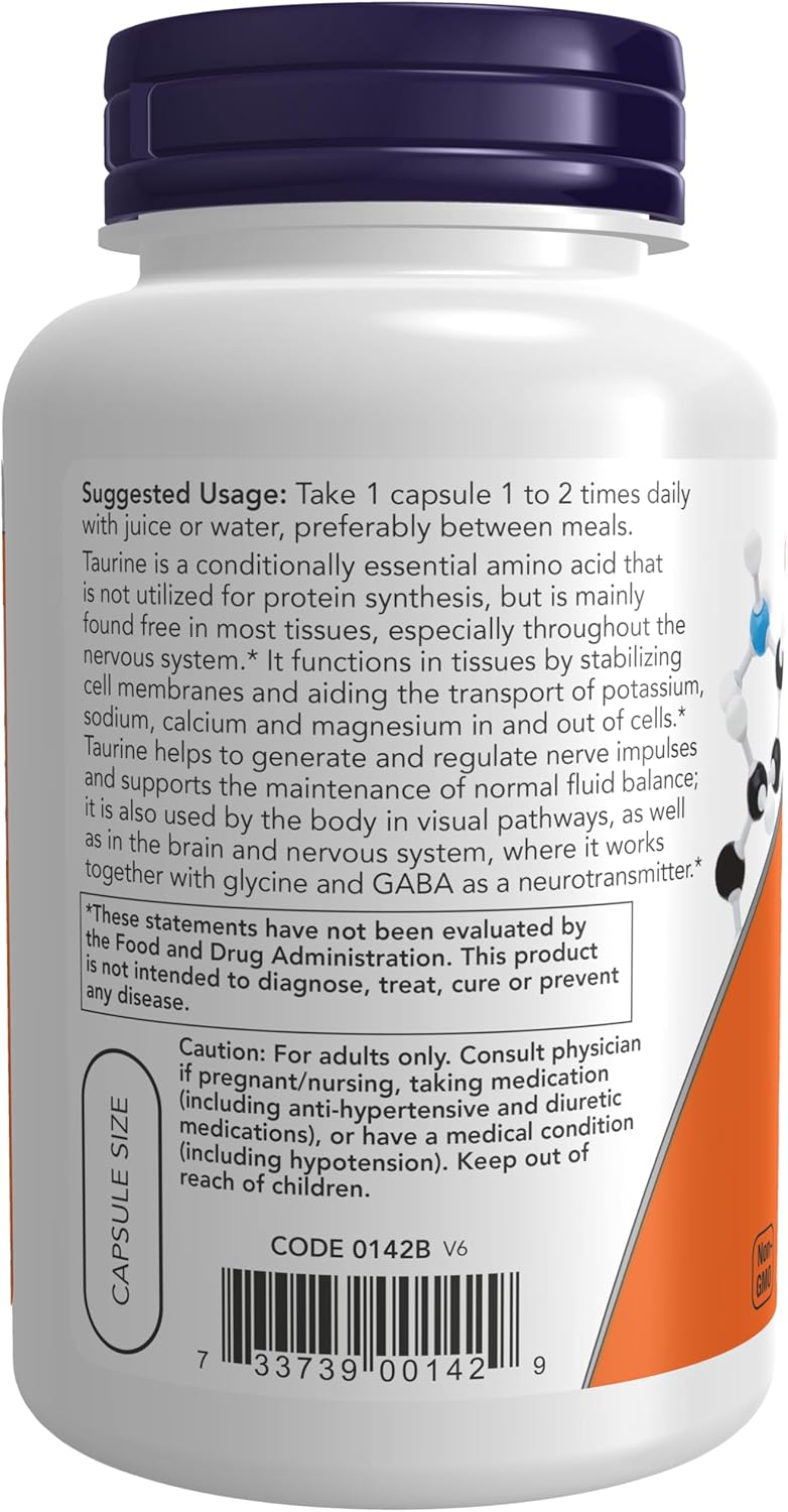 Taurine 1,000 mg, 100 Veg Capsules R433153