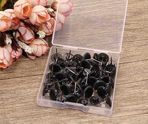 50PCS Transparent Black Flat Plastic Head Steel Point Push Pins P9714