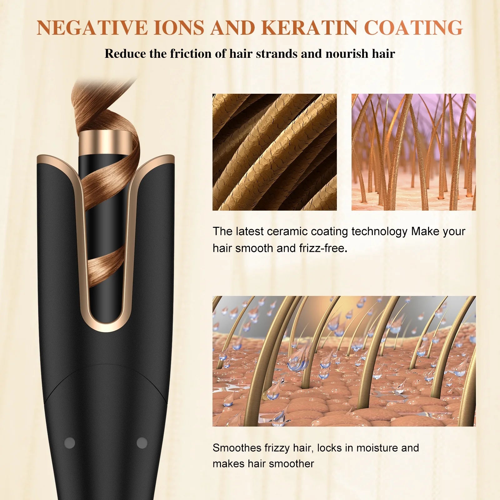 Gold 1" Rotating Barrel Curling Iron P683