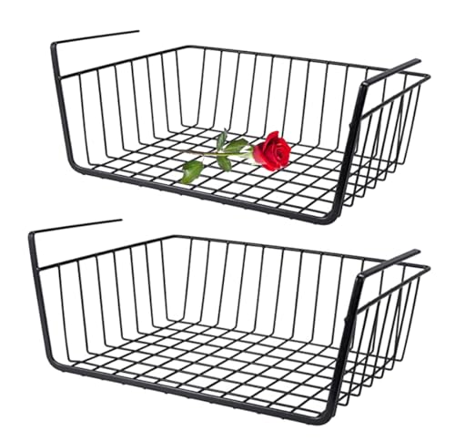 Black 2 Piece Under Shelf Hanging Storage Basket Q366929