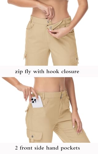 Womens Cargo Hiking Pants with 6 Pockets Lightweight Stretch Quick Dry Roll Up M3378